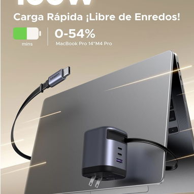 CARGADOR 100W UGREEN NEXODE ORIGINAL | USADO | CABLE RETRÁCTIL | Centro Habana 55 - 2/10
