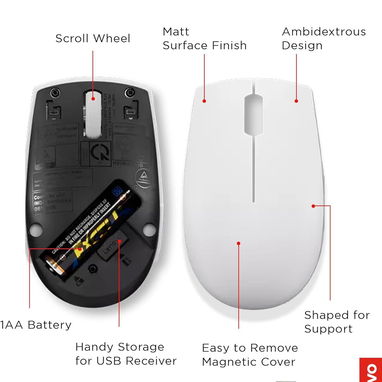 Mouse Inalámbrico Lenovo 300 2.4G🖱️Ambidiestro, Compacto, 12 Meses Batería🔋DPI 1000, USB Nano💼Envío* + Garantía** - Img 99765033