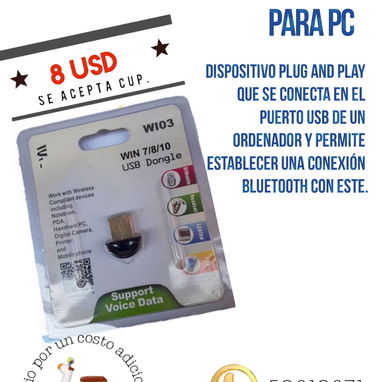 Adaptador bluetooth Audio, Adaptador bluetooth PC 8 USD,  Adaptador Bluetooth + WiFi, 11 USD - Img 95371458