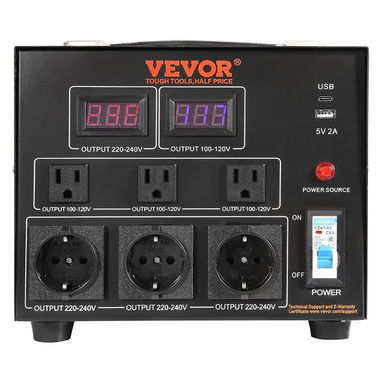 TRANSFORMADOR CONVERTIDOR DE VOLTAJE VEVOR 3000VA 110V 220V STEP UP DOWN AUTOMÁTICO NEGRO - Img 123063051