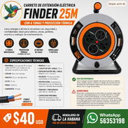 CARRETE DE EXTENSIÓN ELÉCTRICA FINDER 25M CON 4 TOMAS - Img 57017139