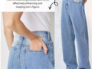 Pantalones de mezclilla casuales holgados de pierna ancha para mujer, cintura alta, estilo novio, con control de abdomen - Img 68110401