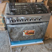 Cocina de Gas con horno 6 hornillas Rudenkov Tapa de Cristal Templado, Frente espejo, Magneto $350 USD Transporte Gratis - Img 53293108