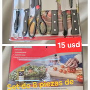 Set de 8 accesorios de acero inoxidable para du cocina. Cuchillos, Tijeras, Pelador. - Img 52830343