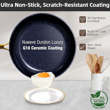 Nuwave Lux Juego de utensilios de cocina de cerámica antiadherentes, ligeros y forjados, de 13 piezas, sin PFAS - 5/6