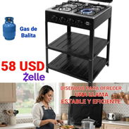 Cocina de 4 quemadores con estante - Img 56444126