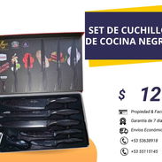 Juego de cuchillos negros con mango de plástico antideslizante - Img 50668213