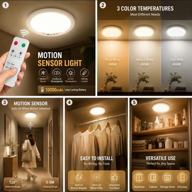 💡LUCES LED CON SENSOR DE MOVIMIENTO 10000MAH – SIN CABLES, SIN PERFORAR, SIN COMPLICACIONES 💡 - 5/9
