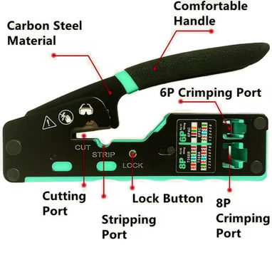 PINZA DE RED RJ45 multifuncional que realiza crimpado Ethernet a través del kit y es adecuada para conectores - 3/10