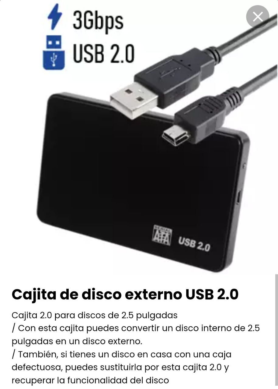 Caja Disco Duro Externo 2.5 Convierte Sata A Usb 2.0