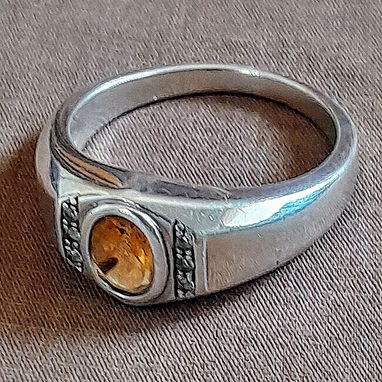 SORTIJA DE PLATA 316L CON PIEDRA DE CITRINO ORIGINAL. UNA SOLAMENTE! - Img 125913990
