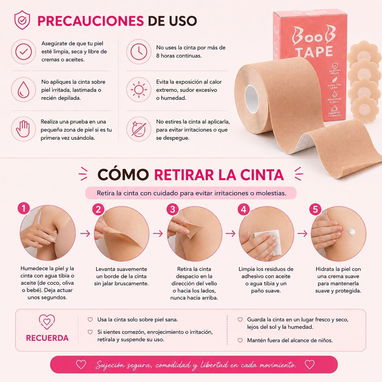 Body Tape Boop Tape Cinta Levanta Busto Cubrepezones Pezoneras Pesoneras Senos Levanta Pecho Combo Mujer - 2/2