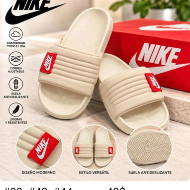 Sandalias Nike Originales🎁Cómodas,acolchadas✅Correa ajustable con velcro📍rojas,negras,blancas,beige⭕️Mensajería GRATIS - 3/4