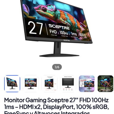 Monitor Gaming Sceptre 27" FHD 100Hz 1ms - HDMI x2, DisplayPort, 100% sRGB, FreeSync y Altavoces Integrados - 5/5