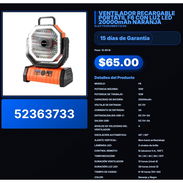 VENTILADOR RECARGABLE PORTÁTIL F6 CON LUZ LED 20000mAh NARANJA . - Img 57514271