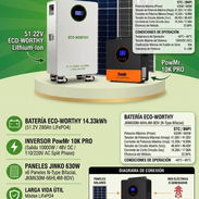 Kit de 14.33K - 110V y 220V - 1 Batería EcoWorty de 14.33K - 1 Inversor PowMr de 10000w - 6 paneles Jinko de 630w - Prec - Img 57418354