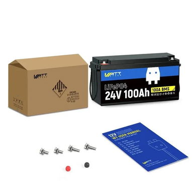 WattCycle Batería LiFePO4 24V 100Ah, 2560Wh, BMS 100A - 2/3
