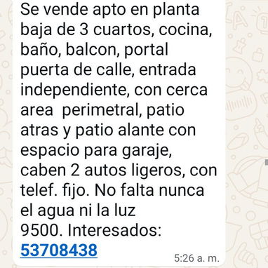 Apto d 3 cuartos en bajos en Boyeros boyeros - 6/8