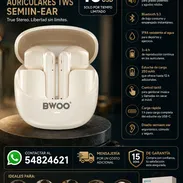 Auriculares TWS Semiin‑ear BW-98, True Stereo, Bluetooth 5.3, Deportivos e Impermeables- BWOO Nuevas en caja - Img 56498027