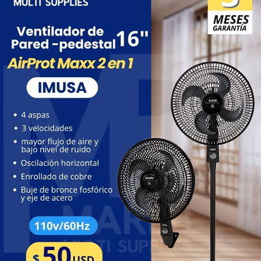Ventiladores marca IMUSA, de pared y pedestal - 4/4