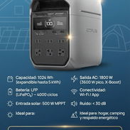 ❕Eco flow Delta 3 Plus❕ Wa.me/+5354260323 👈🏻📱👈🏻 Capacidad: 1024 Wh (expandible hasta 5 kWh) Salida AC: 1800 W (3600 - Img 56661707