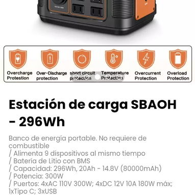 Estación de carga SBAOH - 296Wh. / Batería de Litio con BMS. Nueva en caja - Img 115022885