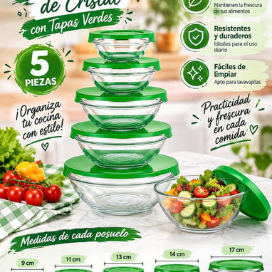 Set de 5 pozuelos de cristal 12 USD - 2/3