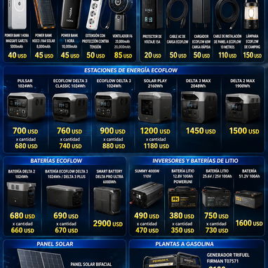 ⚡ TEXNOMAXPRO | ENERGÍA 2026 ⚡ 🔋 EcoFlow • Baterías • Paneles • Generadores • Power Banks WhatsApp 53321047 - 2/3