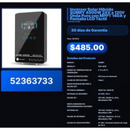 Inversor Solar Híbrido SUMRY 4000W 24V a 120V Onda Pura con MPPT 140A y Pantalla LCD Táctil . - Img 57513357