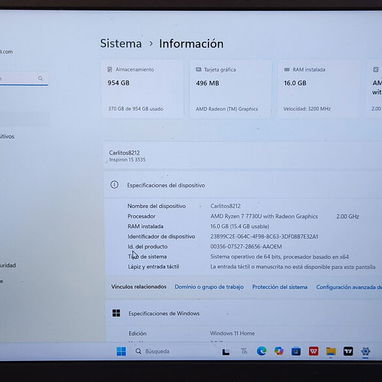 Laptop Dell Inspiron 15 3535 15.6" AMD Ryzen 7 7730U - 4/7