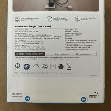 ANKER NANO 70W | NUEVO Y SELLADO | 3 PUERTOS | CARGA RÁPIDA - 6/7