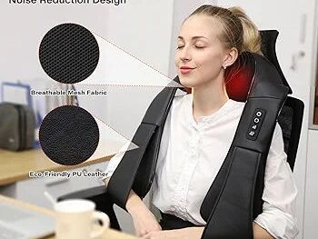 Masajeador de cuello Shiatsu, masajeador eléctrico de cuello y espalda con calor, almohada de masaje 3D para cuello, - Img 69097713