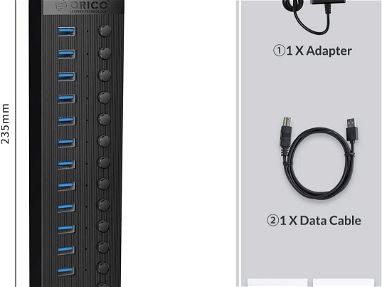 ✅HUB ORICO 13 Port USB 3.0 Hub + Quick Charge   12V/5A (60W)  70$ Nueva en su caja !! - Img 49423744