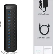 ✅HUB ORICO 13 Port USB 3.0 Hub + Quick Charge   12V/5A (60W)  70$ Nueva en su caja !!(Habana) - Img 40399246
