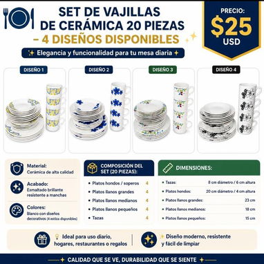 Set de vajillas de ceramica 20 piezas - Img 123252888