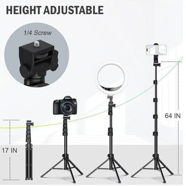 Liphisy LPS163 - Trípode de 64 pulgadas para teléfono celular y cámara 🌐 - Img 127568704