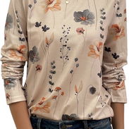 JUSTFASHIONNOW Camisetas casuales de manga larga para mujer, camisetas de verano con estampado de flores, cuello redondo - Img 52493171