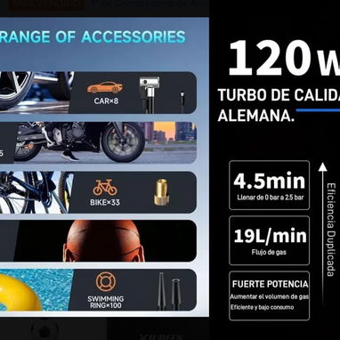 Compresor de aire portátil y recargable con bateria de 9000mha - Img 122703963