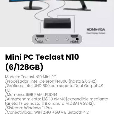 Mini PC Teclast N10 (6/128GB) Modelo: Teclast N10 Mini PC - 5/5