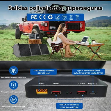 Panel Solar Plegable de 100 w. Qc3.0 45w 12v Pwm Gris Oscuro 20.5v. Ctolity Sp100. - 3/3