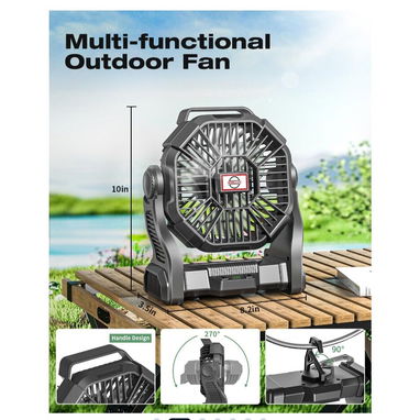Ventilador recargable portátil negro - 3/7