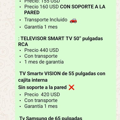 Smart Tv visión 32" + soporte $ 185/ smart TV Royal 32" $155/Smart TV 50" RCA $440/Smart tv vision cajita interna $420/ - Img 119925002