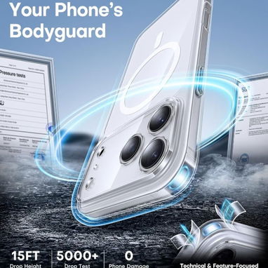 ☎️53544655 🛵 Entrega Disponible ⭐Funda TAURI para iPhone 17 Pro Compatible con MagSafe – Blanca Transparente ⭐ - 4/7