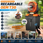 Ventilador portátil recargable OEM T30 con función de niebla de agua - Img 56609868