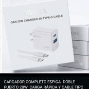 CARGADOR DOBLE PUERTO ( A Y C) 20W CARGA RÁPIDA Y CABLE TIPO C A C DE 3A CARGA RÁPIDA Y TRANSFIERE DATOS (MARCA 1HORA) - Img 57902789