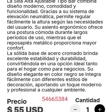 Silla ajustable de bar - 2/4