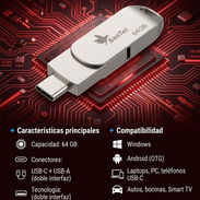 Vendo Memoria Flash 64GB Santec Tipo C + Usb 3.1 - Img 54239198