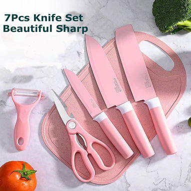 Set de 7 piezas de cuchillos, tabla de picar y base transparente - Img 122915064