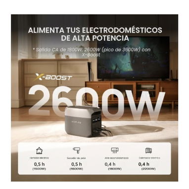 EcoFlow DELTA 3 – 1024Wh Estación de Energía Portátil 1800W AC (3600W Pico) | Carga Total en 56 Min | Batería LFP - Img 119414556