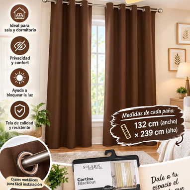 Set de 2 panos de cortinas blackout de ventana en 23 USD el juego  Medidas: 132 cm de ancho  239 cm de alto - 5/5